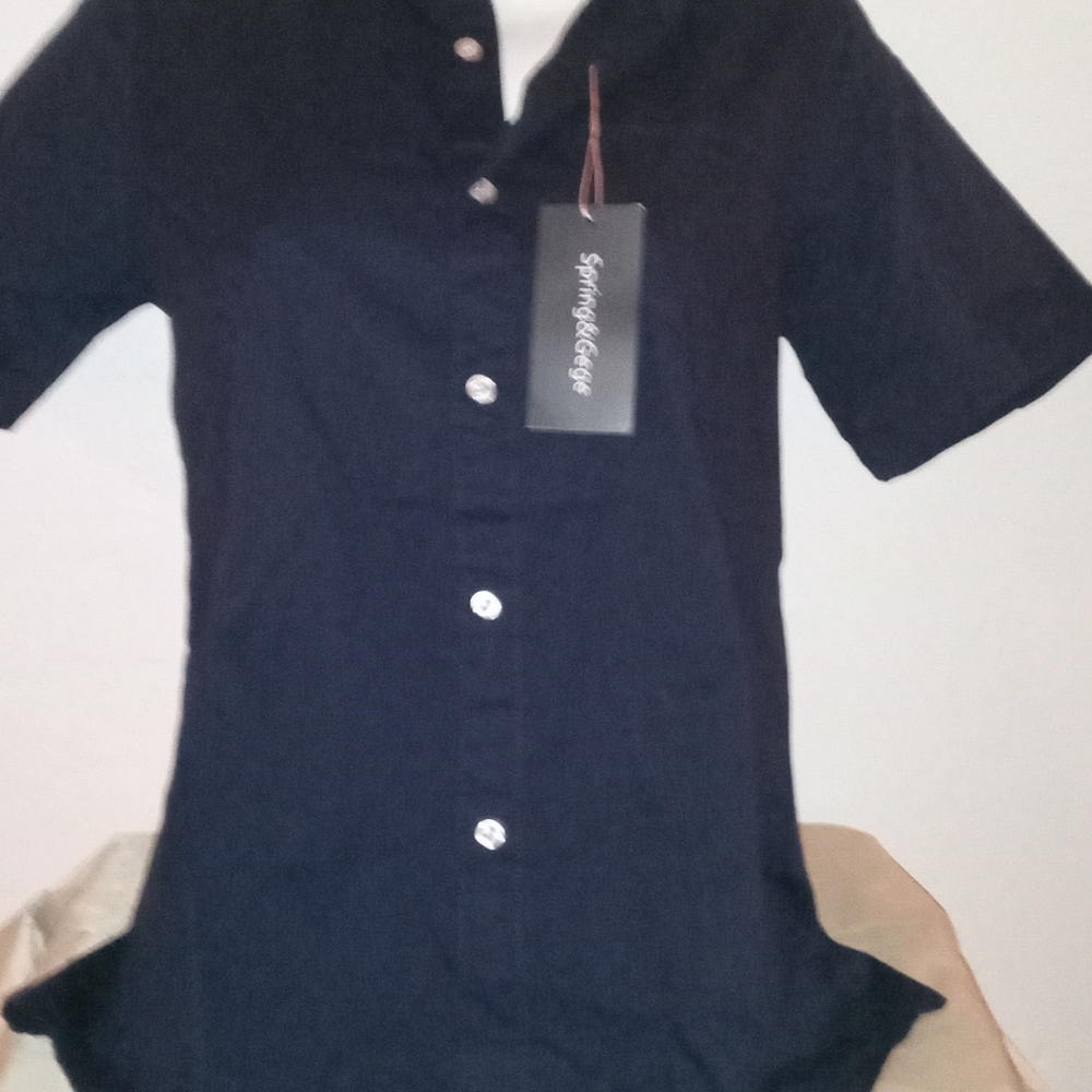 Boys Dark Blue Button Up Shirt Size Extra Large